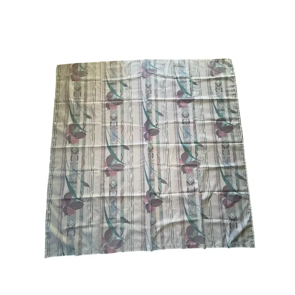 Vintage Sears Fabric Shower Curtain 80s Southwest Ikat Floral Pastel USA